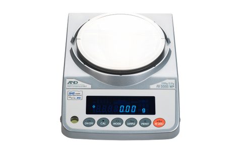 A&D Weighing, 3200g x 0.01g 115V, 6" Pan, Internal Cal, Waterproof Toploading Balance